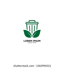 recycle trash green leaf simple line logo template vector illustration icon element isolated - Vector