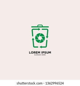recycle trash green leaf simple line logo template vector illustration icon element isolated - Vector