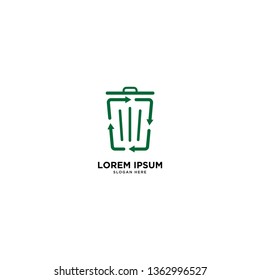 recycle trash green leaf simple line logo template vector illustration icon element isolated - Vector