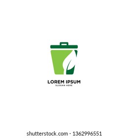 recycle trash green leaf simple line logo template vector illustration icon element isolated - Vector