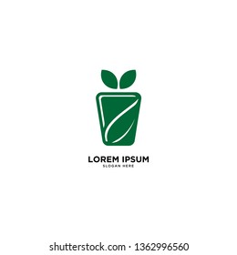 recycle trash green leaf simple line logo template vector illustration icon element isolated - Vector