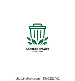 recycle trash green leaf simple line logo template vector illustration icon element isolated - Vector