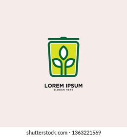 recycle trash green leaf simple line logo template vector illustration icon element isolated - Vector