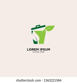 recycle trash green leaf simple line logo template vector illustration icon element isolated - Vector