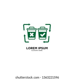 recycle trash green simple line logo template vector illustration icon element isolated - Vector