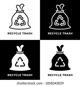 Recycle Trash Icon Line and Glyph Style. Rubbish Container Vector Illustration. Reuse Garbage Concept Logo Symbol. Media Icon For Web and Print Template