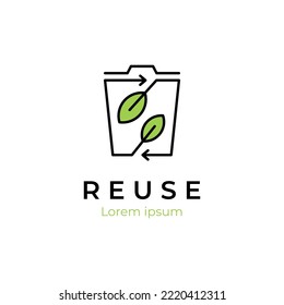 recycle trash logo design for reuse, environment. Recycle bin leaf organic logo icon organic