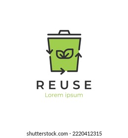 recycle trash logo design for reuse, environment. Recycle bin leaf organic logo icon organic