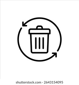 recycle trash outline icon.trash bin black line illustration.