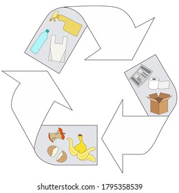 Reciclar basura - clasificar y reciclar diferentes tipos de basura - orgánica, de papel, plástica