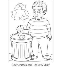 recycle trash waste coloring book page for kids and adults creative coloring mindful relaxation activity