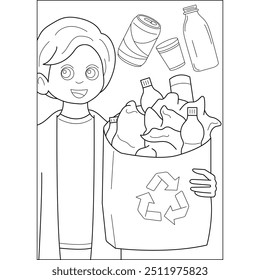 recycle trash waste coloring book page for kids and adults creative coloring mindful relaxation activity