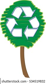 recycle tree illustration design over a white background