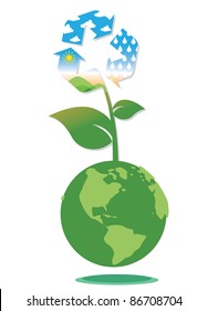 recycle tree on green earth