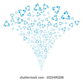 Recycle Triangle fireworks fountain. Vector illustration style is flat iconic symbols. Object fountain organized from random symbols as recycle triangle fireworks.