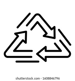Recycle triangle icon. Outline recycle triangle vector icon for web design isolated on white background