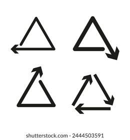 Recycle triangle icons. Environmental cycle arrows. Conservation vector symbols. Vector illustration. EPS 10.