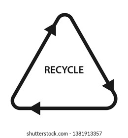 Recycle Triangle logo, three arrows. Reduce plastic use, campaign. Line vector. Isolate on white background.