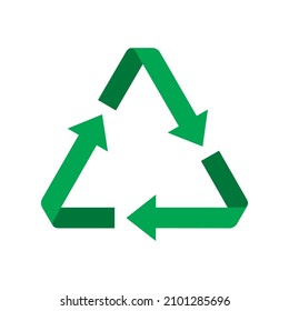 Recycle triangle shape icon, Green recycling rotation arrow sign, Reusable ecological preservation concept, Isolated on white background, Vector illustration