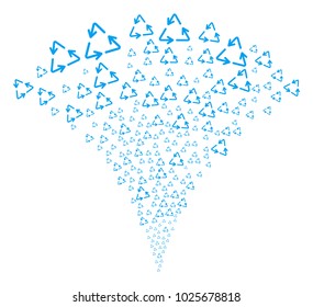 Recycle Triangle stream fountain. Vector illustration style is flat iconic symbols. Object fountain created from random design elements as recycle triangle fireworks.