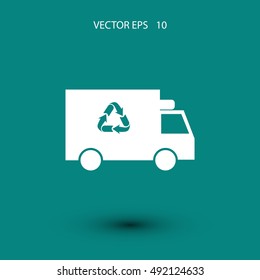 Recycle truck icon, flat design best vector icon