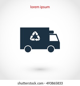 Recycle truck icon, flat design best vector