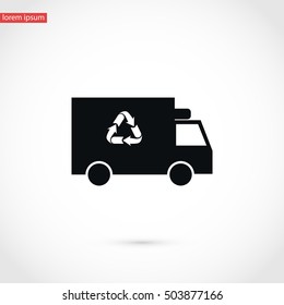 Recycle truck icon, flat design best vector icon