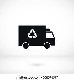 Recycle truck icon, flat design best vector icon