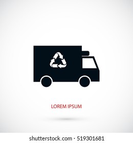 Recycle truck icon, flat design best vector icon