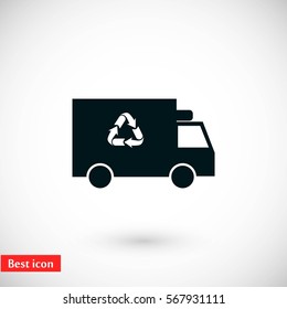 Recycle truck icon, flat design best vector icon