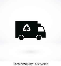 Recycle truck icon, flat design best vector icon