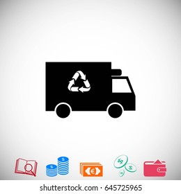 Recycle truck icon, flat design best vector icon