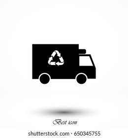 Recycle truck icon, flat design best vector icon