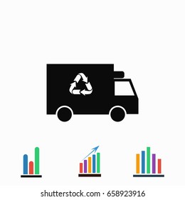 Recycle truck icon, flat design best vector icon