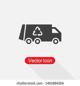 Recycle Truck Icon, Garbage Truck Icon Vector Illustration Eps10