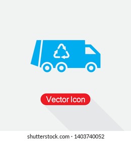 Recycle Truck Icon, Garbage Truck Icon Vector Illustration Eps10