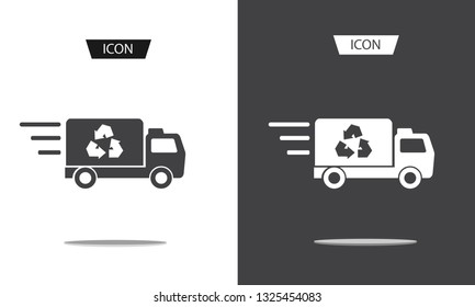 Recycle truck icon vector isolated on white background.