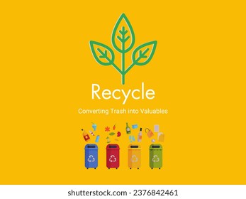 Recycle turns useless trash into useful things. vector