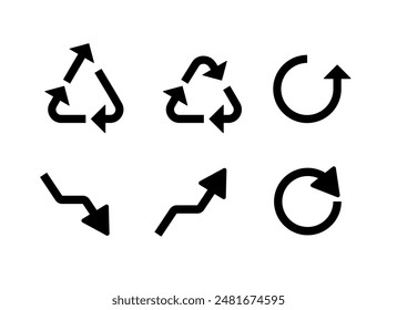 Recycle, upcycle, update zig-zag arrows set of 6 icons