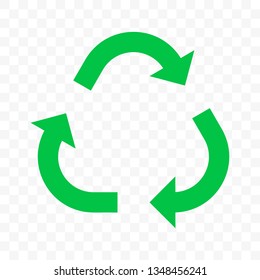 Recycle vector arrow icon. Eco waste reuse or bio recycling triangle three arrows