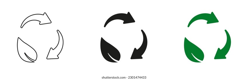 Recycle vector icon. Arrows and leaf recycle eco symbol.  Recycling trash vector desing.  vector illustration