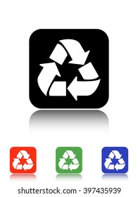 recycle vector icon - black and colored buttons