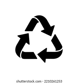 Recycle vector icon. Black glyph isolated on white background. Best for print, package, mobile apps, social media and web design.
