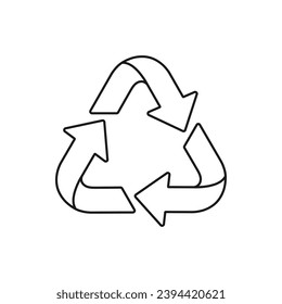 Recycle vector icon. Black line pictogram isolated on white background. Best for print, package, mobile apps, social media and web design.
