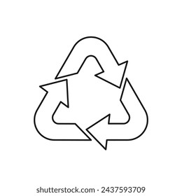 Icono de vector de reciclaje. Pictograma de línea negra aislado sobre fondo blanco. Ideal para impresión, paquetes, aplicaciones móviles y diseño web.