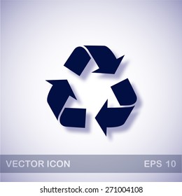 Recycle vector icon - dark blue illustration with blue shadow
