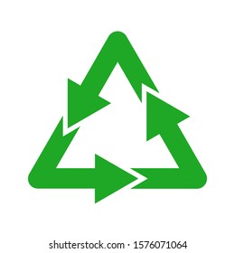 Recycle vector icon. Recycled cycle arrow in flat design. Arrow isolated on white background.