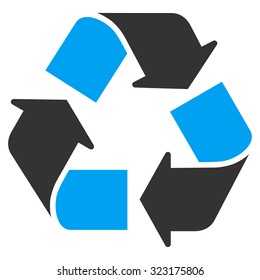 Recycle vector icon. Style is bicolor flat symbol, blue and gray colors, rounded angles, white background.