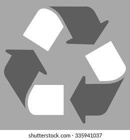 Recycle vector icon. Style is bicolor flat symbol, dark gray and white colors, rounded angles, silver background.