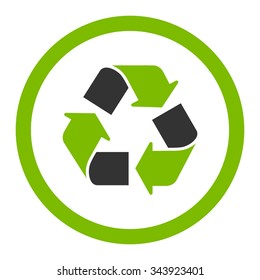 Recycle vector icon. Style is bicolor flat rounded symbol, eco green and gray colors, rounded angles, white background.